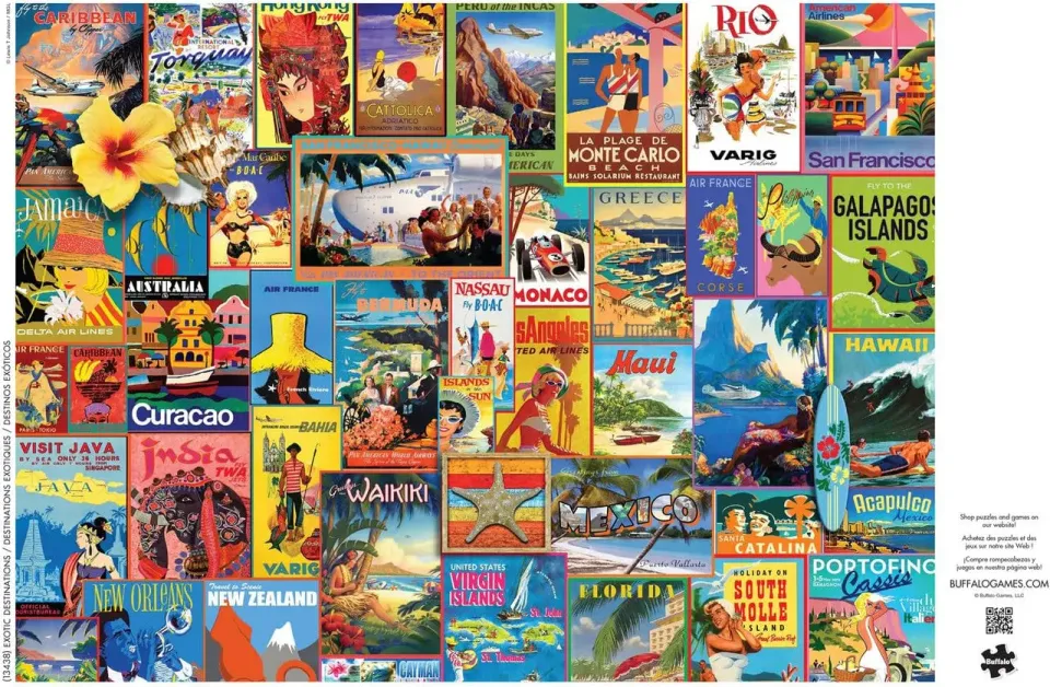 Buffalo Games Collage Exotic Destinations puslespil 1000 brikker rejseplakater