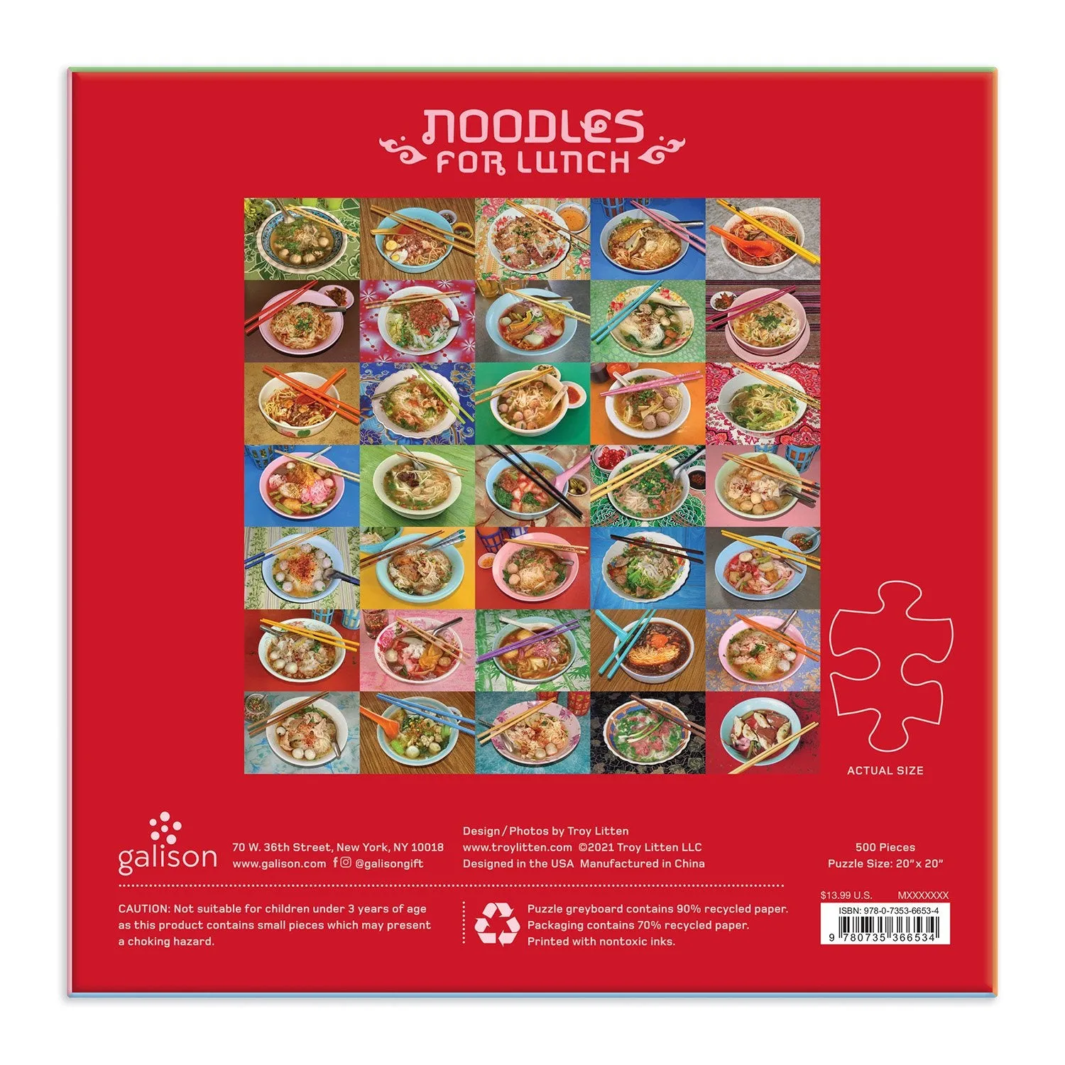 Galison Troy Litten Noodles for Lunch puslespil 500 brikker mad