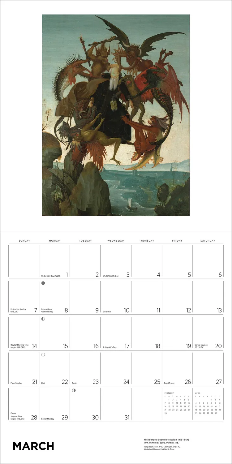 Pomegranate Michelangelo 2027 vægkalender klassisk kunst