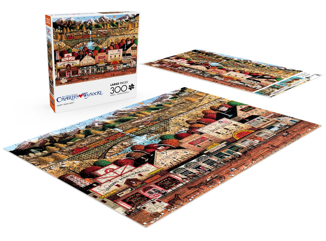 Buffalo Games Charles Wysocki Sleepy Town West puslespil 300 store brikker