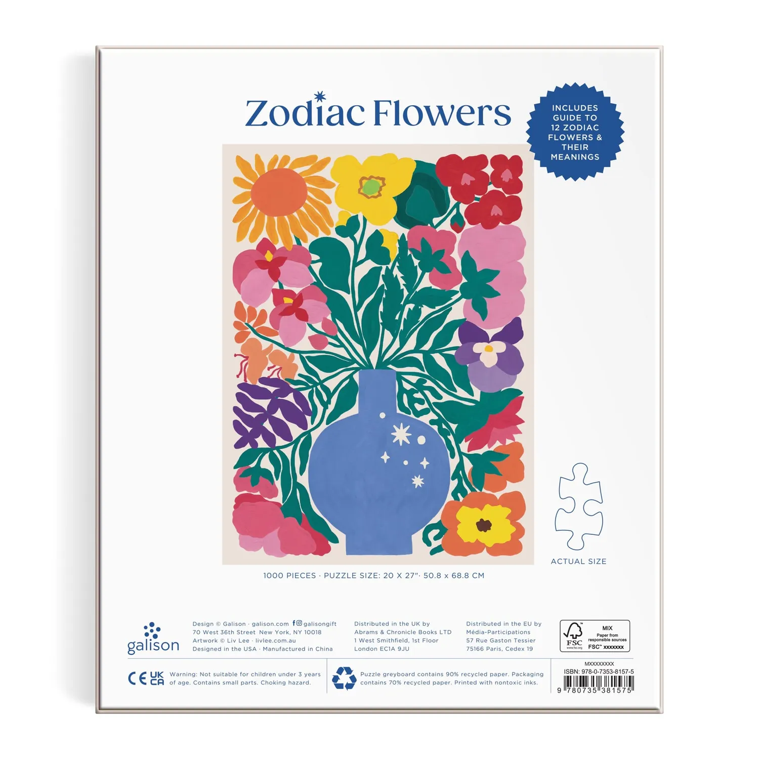 Galison Zodiac Flowers puslespil 1000 brikker blomster