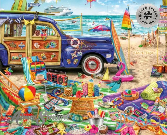 Buffalo Games Silver Select Beach Vacation puslespil 1000 retro