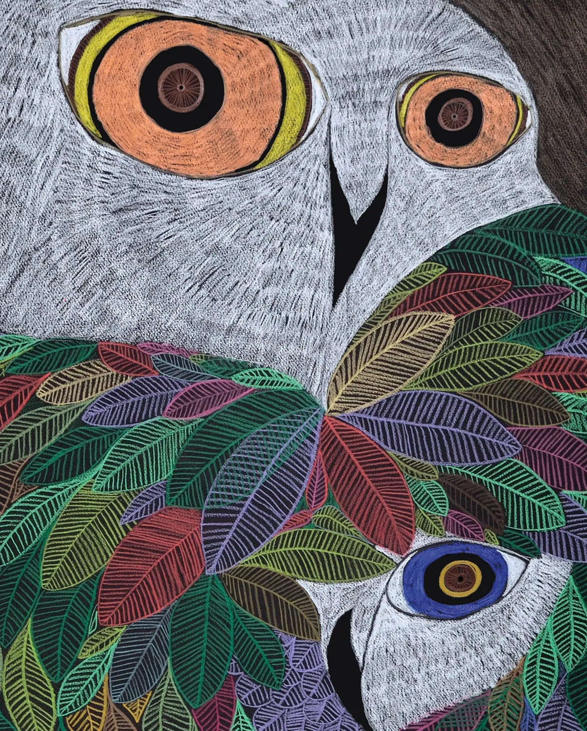 Pomegranate Ningiukulu Teevee Colourful Wild Owl bogmærke