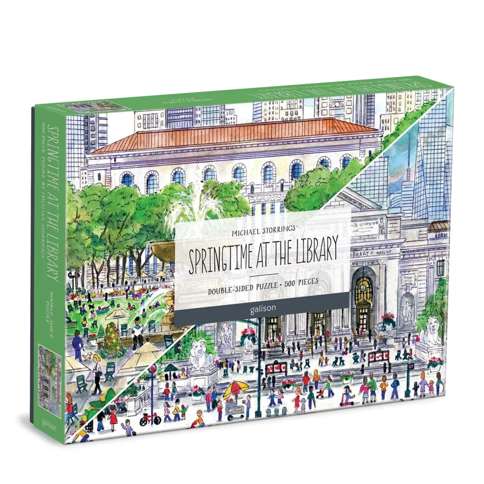 Galison Springtime Library puslespil 500 brikker dobbeltsidet