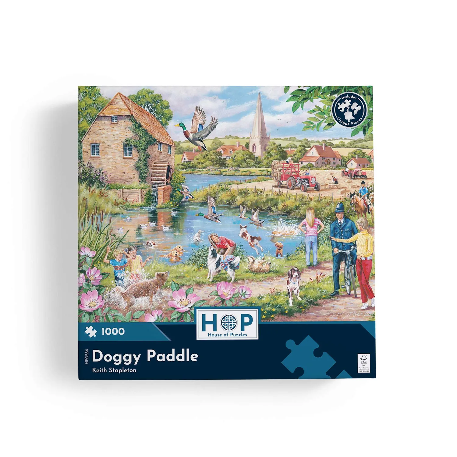 House of Puzzles Doggy Paddle puslespil 1000 brikker hunde