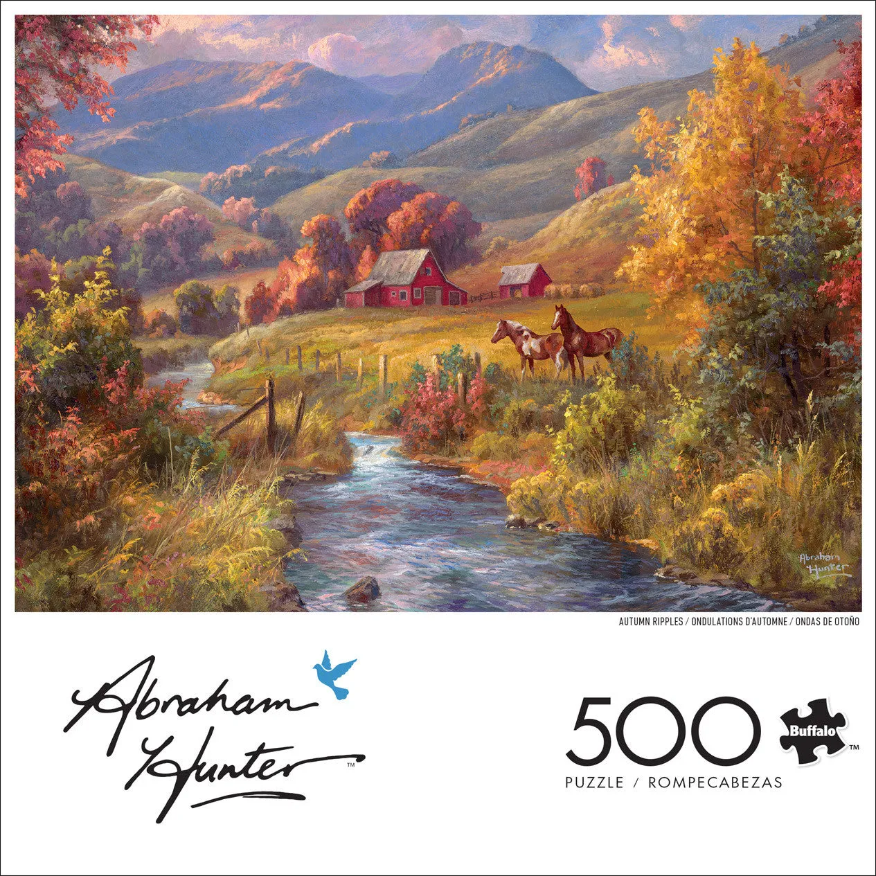 Buffalo Games Abraham Hunter Autumn Ripples puslespil 500 brikker heste