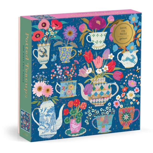 Galison Victoria Ball Potted Teacups puslespil 500 brikker folie