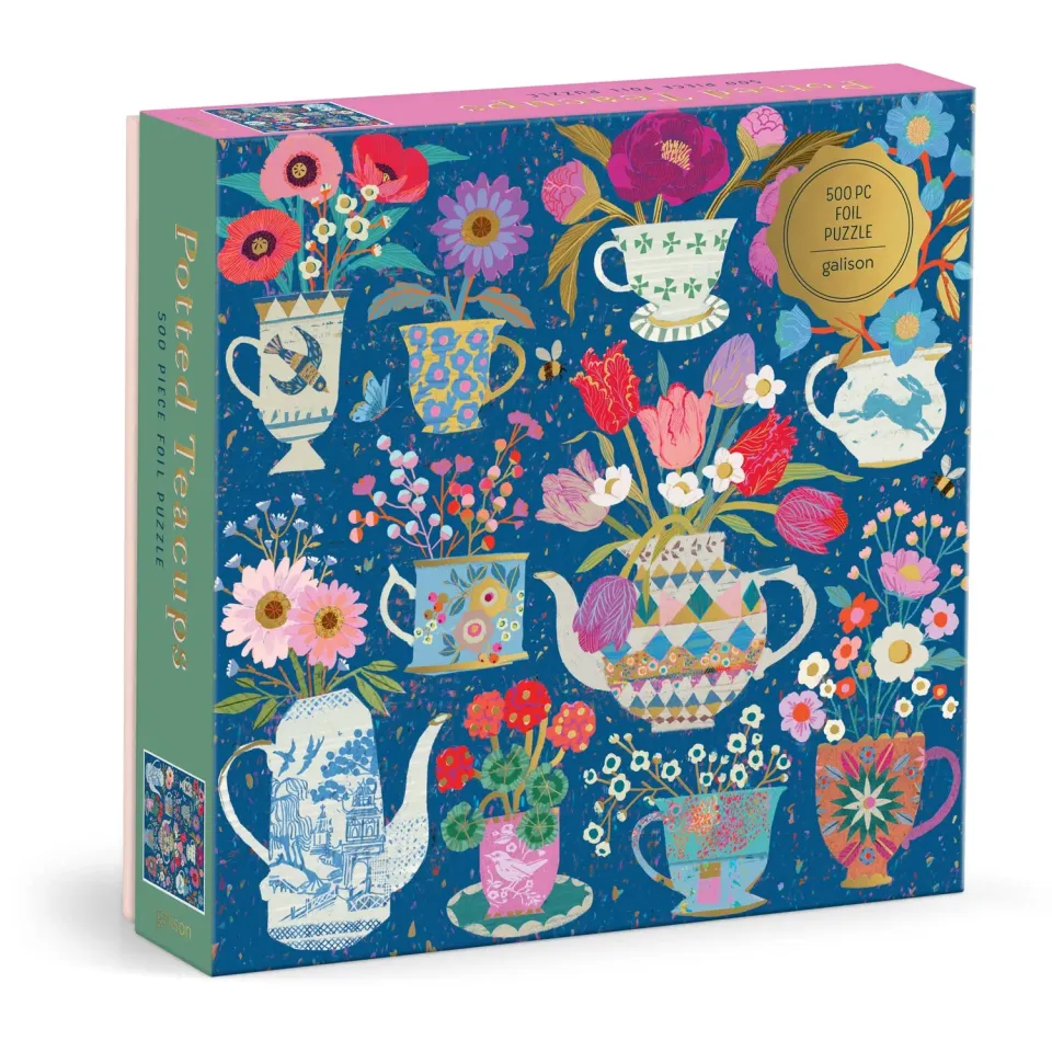 Galison Victoria Ball Potted Teacups puslespil 500 brikker folie