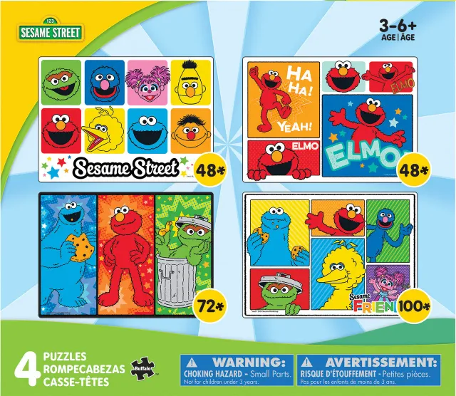 Buffalo Games Sesame Street børnepuslespil 4-pak 48-100 brikker