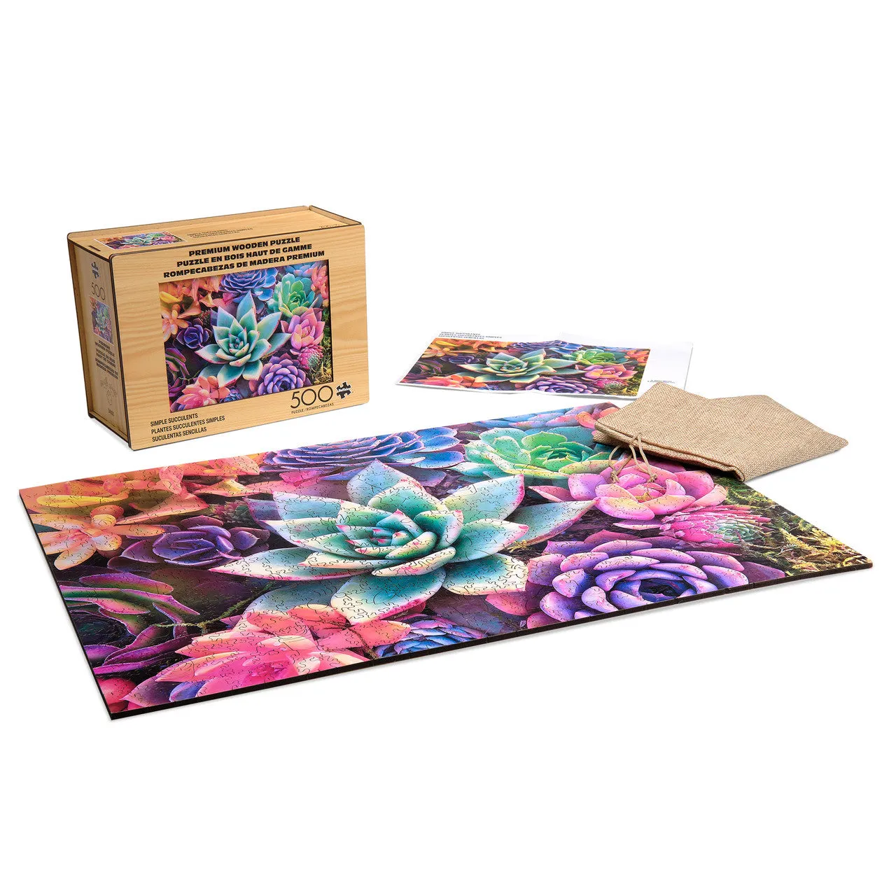 Buffalo Games Wood Simple Succulents træpuslespil 500 brikker blomst