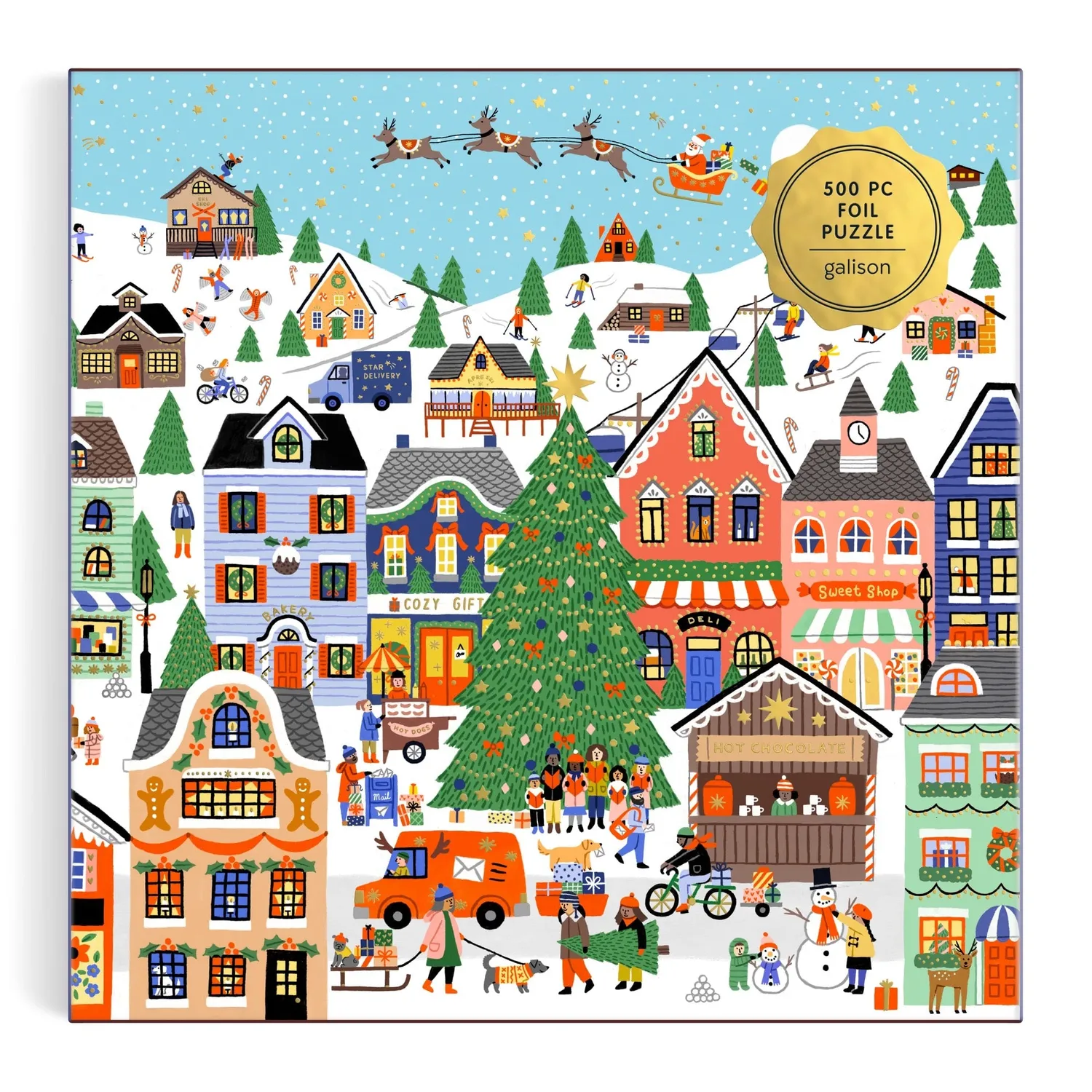 Good Puzzle Co. Merryville puslespil 500 brikker folie jul