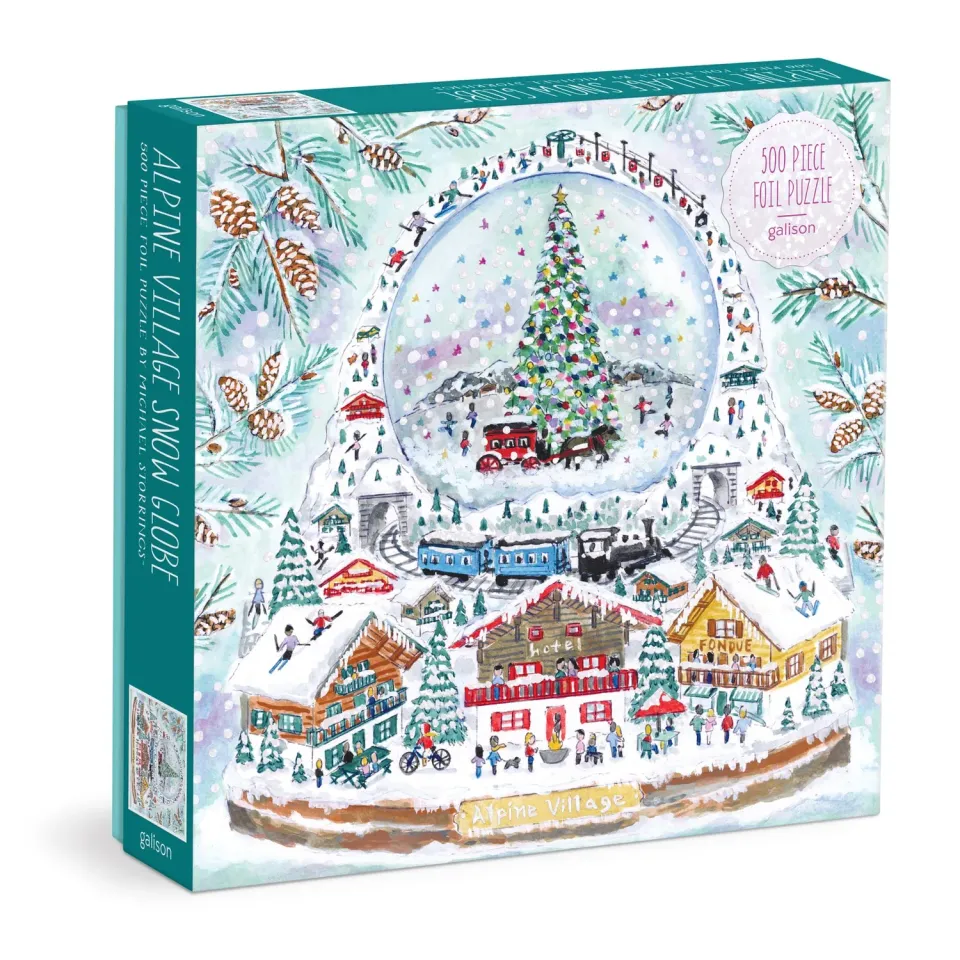Galison Michael Storrings Alpine Village Snowglobe puslespil 500 brikker folie