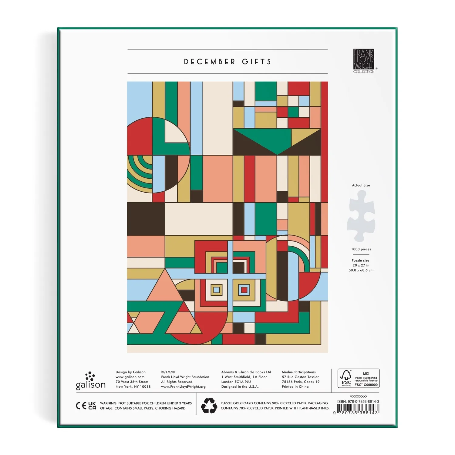 Good Puzzle Co. Frank Lloyd Wright December Gifts 1000 brikker puslespil folie