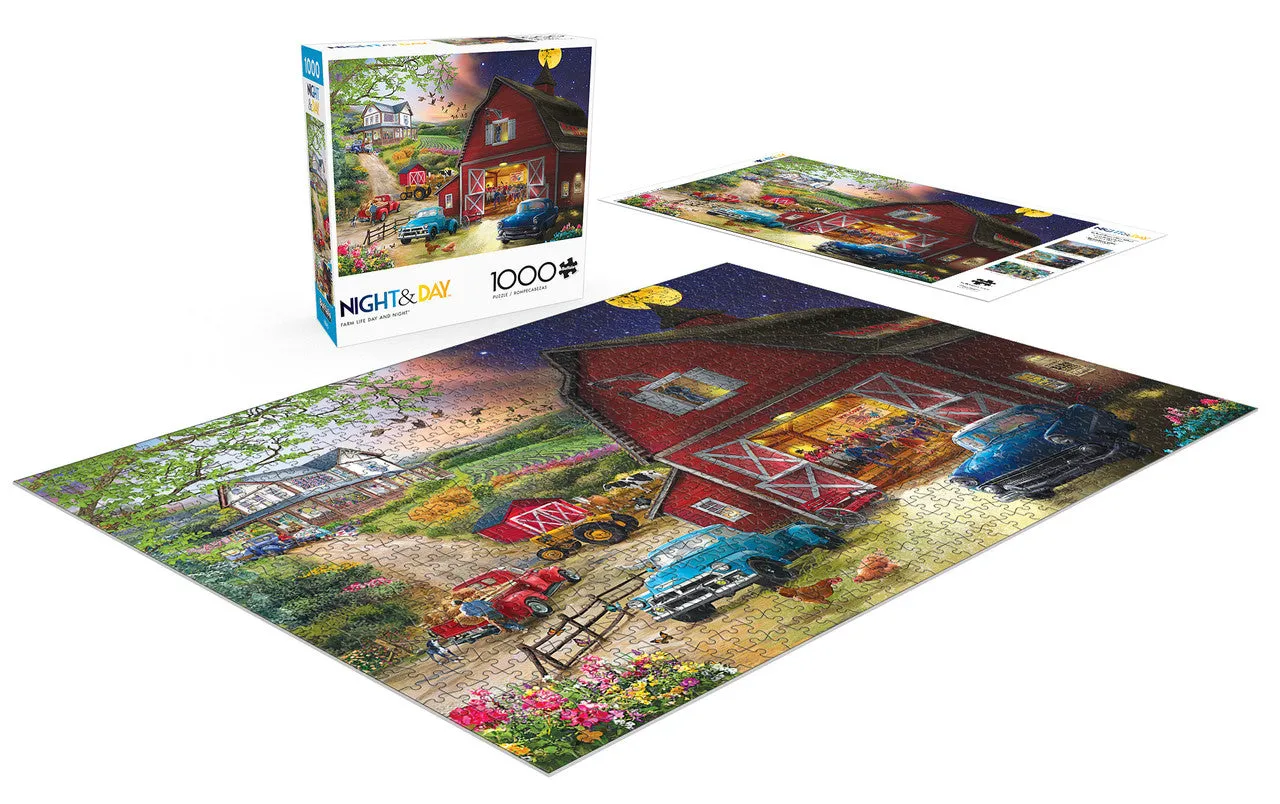 Buffalo Games Night Day Farm Life puslespil 1000 brikker dag nat