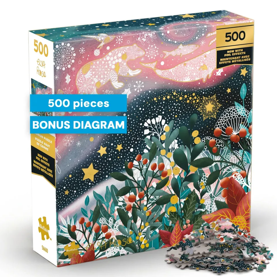 Buffalo Games Gold Celestial Animals puslespil 500 brikker gaveæske
