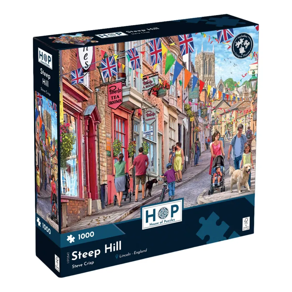 House of Puzzles Steep Hill puslespil 1000 brikker bymotiv