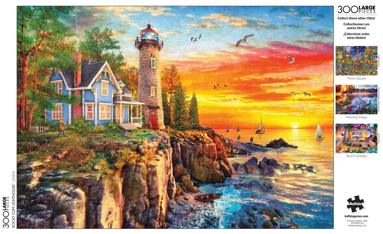 Buffalo Games Rocky Cliff Lighthouse puslespil 300 store brikker