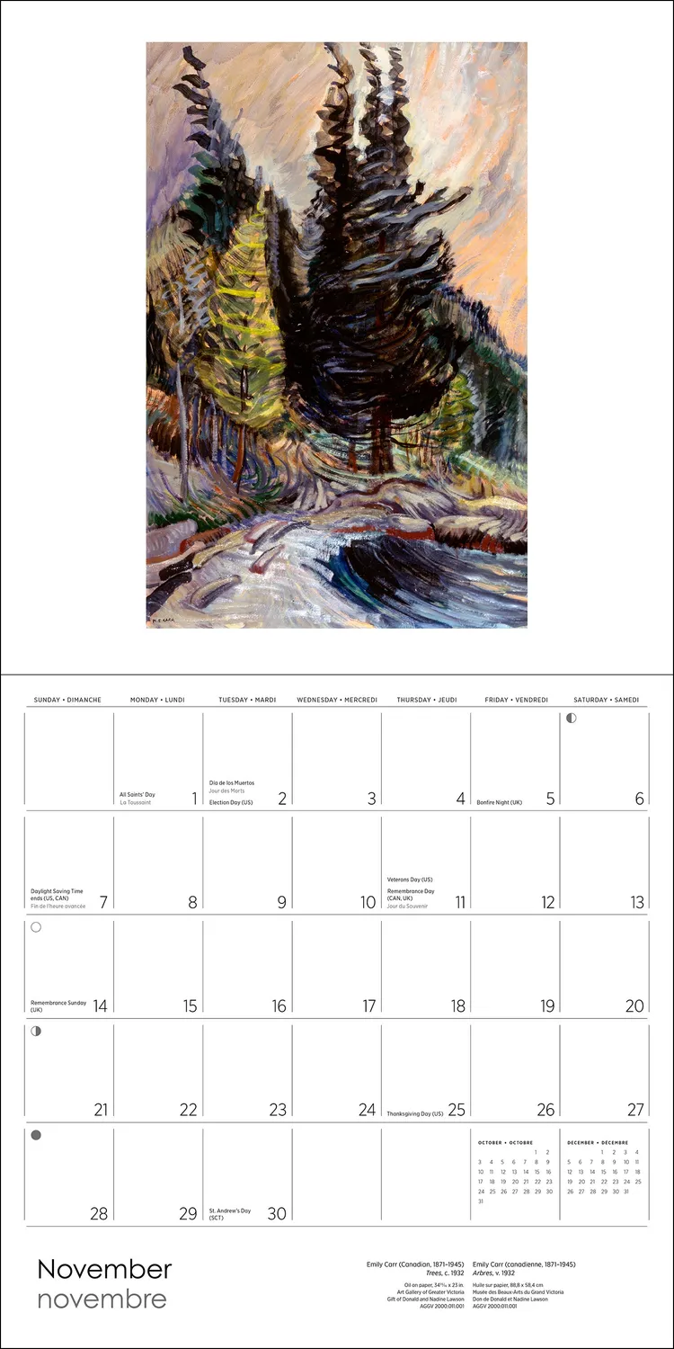 Emily Carr 2027 vægkalender landskaber 12 måneder