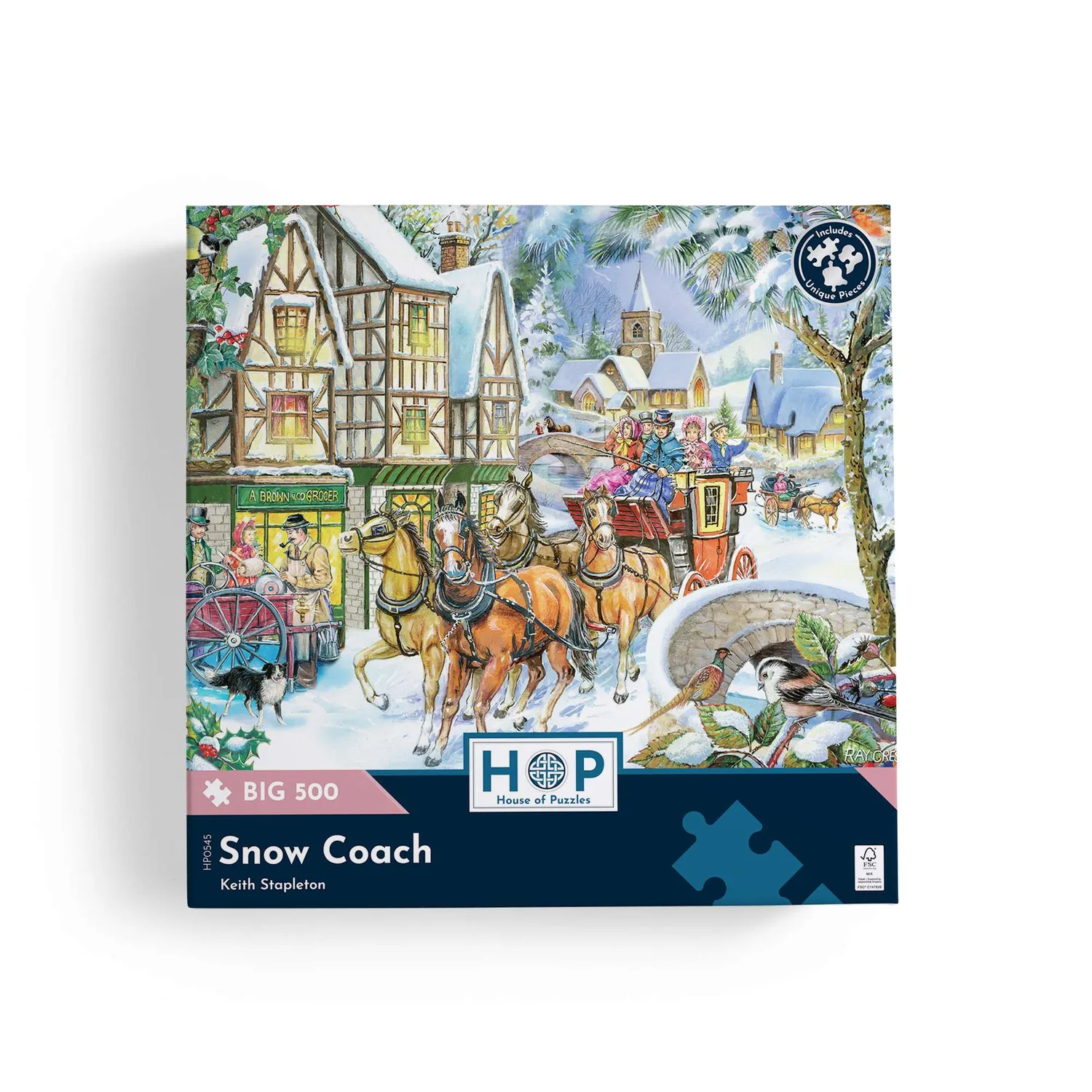 House of Puzzles BIG 500 Snow Coach puslespil 500 brikker jul