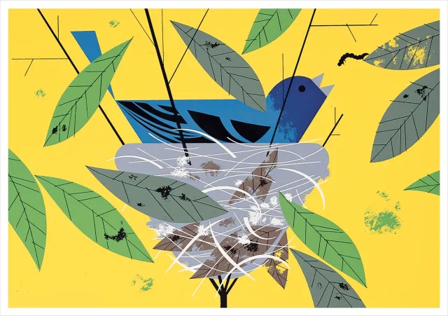 Charley Harper Indigo Bunting fødselsdagskort fugl