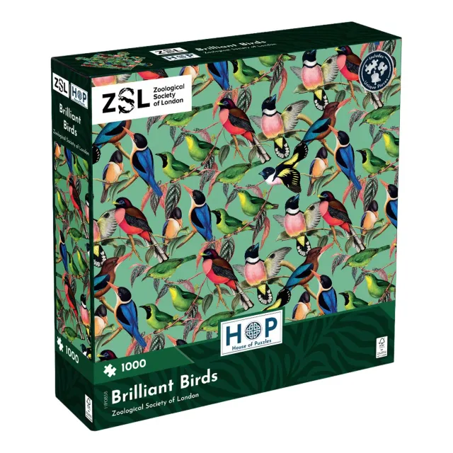 House of Puzzles ZSL Brilliant Birds puslespil 1000 brikker fugle