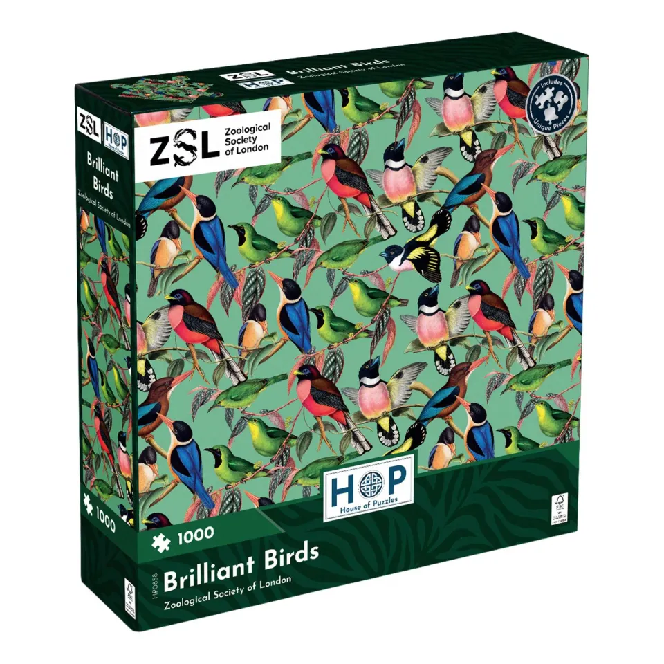 House of Puzzle ZSL Brilliant Birds puslespil 1000 brikker fugle
