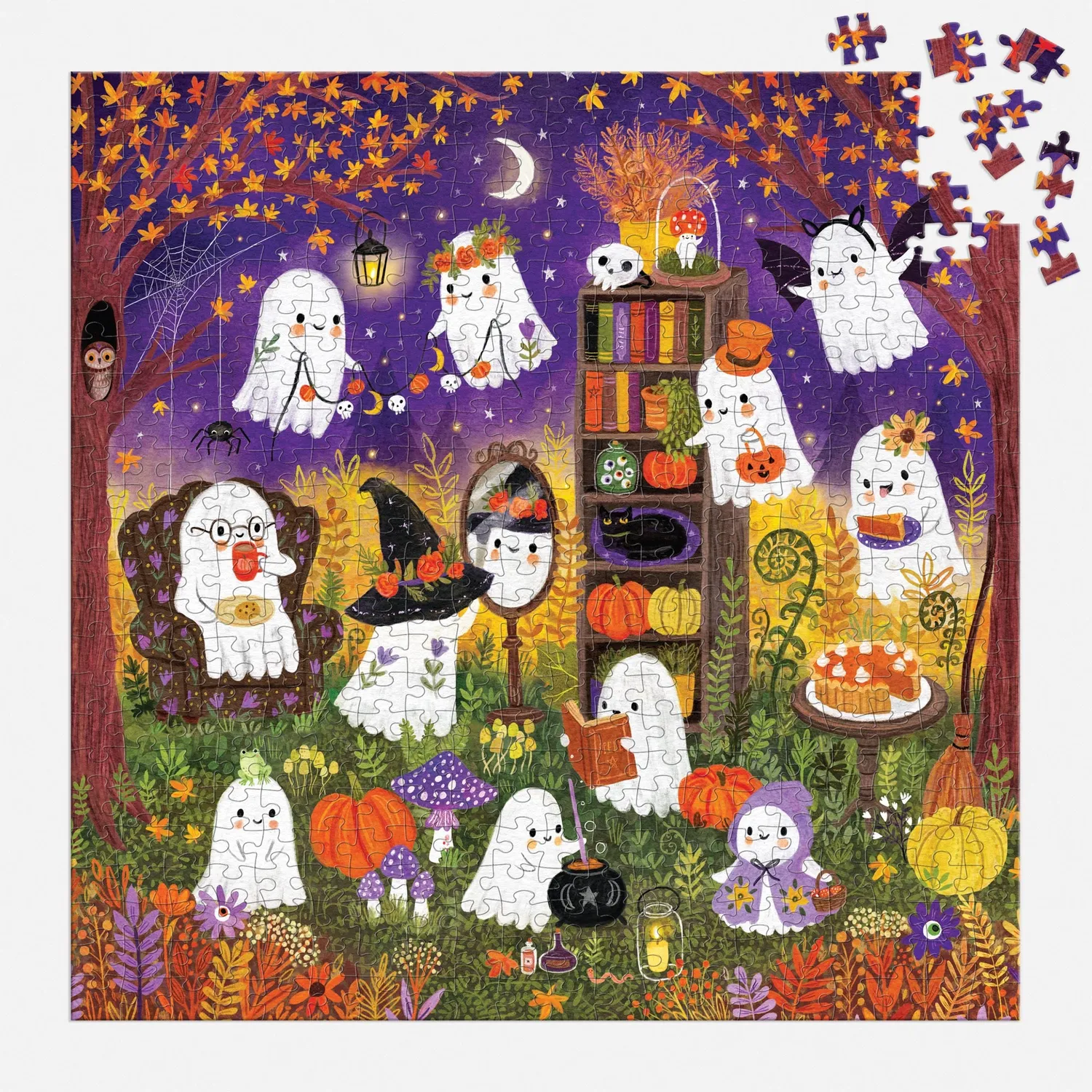 Mudpuppy Ghostly Gathering puslespil 500 brikker halloween