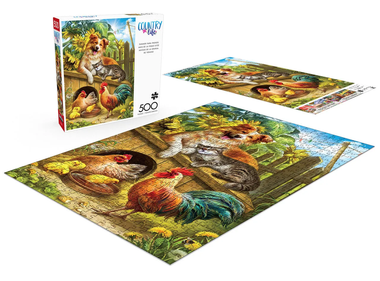 Buffalo Games Country Life Summer Farm Friends puslespil 500 brikker dyr