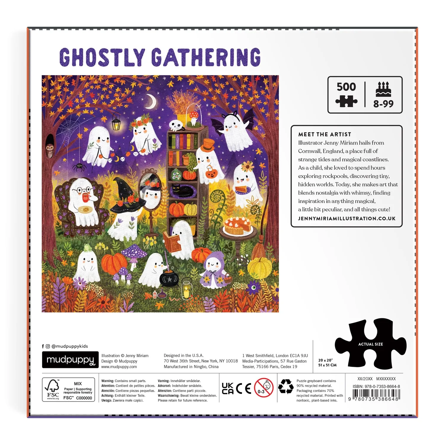 Mudpuppy Ghostly Gathering puslespil 500 brikker halloween