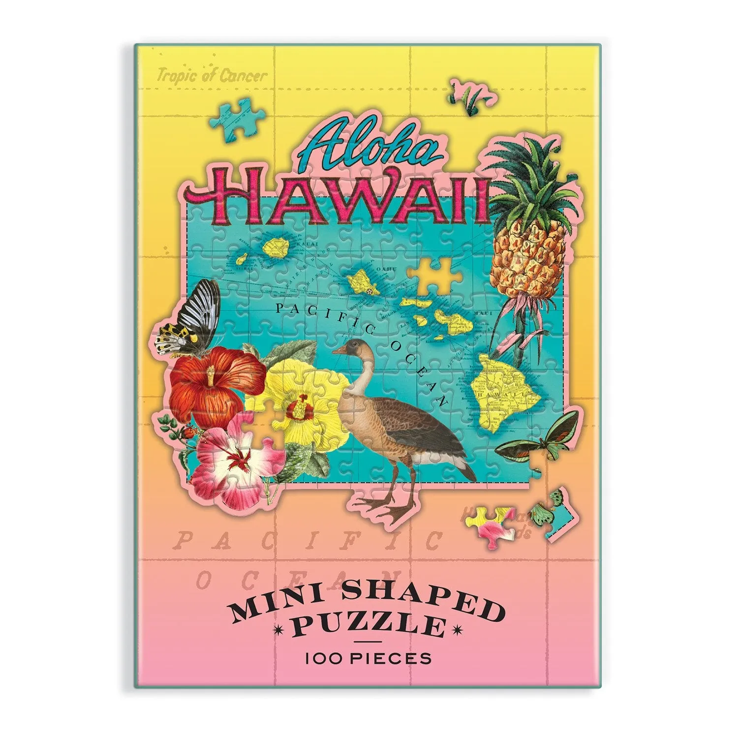 Galison Wendy Gold Hawaii mini puslespil 100 brikker formet