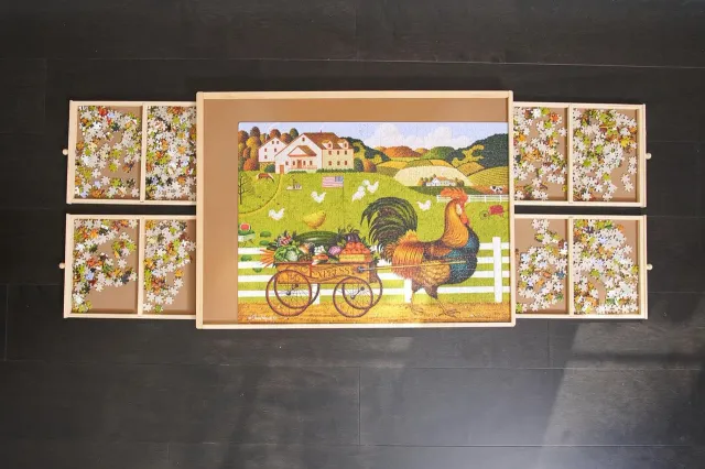 Buffalo Games puslebord i træ 1000 brikker med skuffer