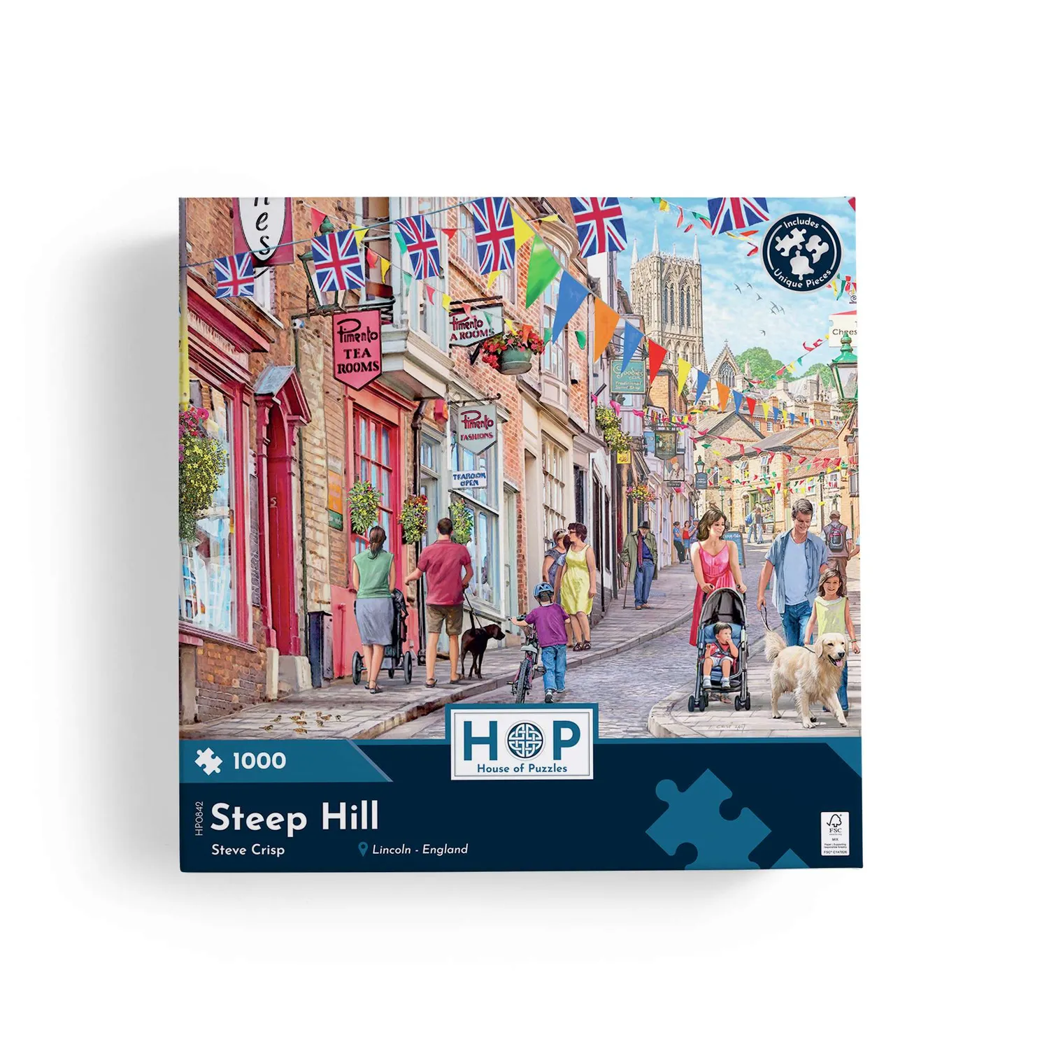 House of Puzzles Steep Hill puslespil 1000 brikker bymotiv