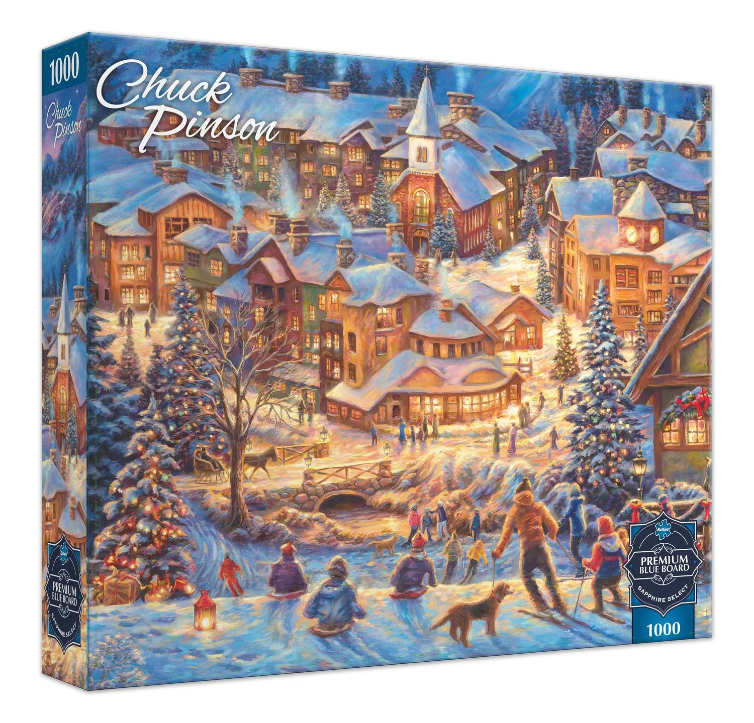 Buffalo Games Sapphire Twilight Winter Village puslespil 1000 brikker jul