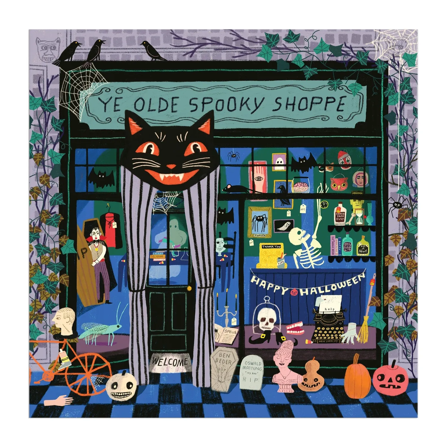 Galison Anne Bentley Ye Olde Spooky Shoppe puslespil 500 brikker halloween