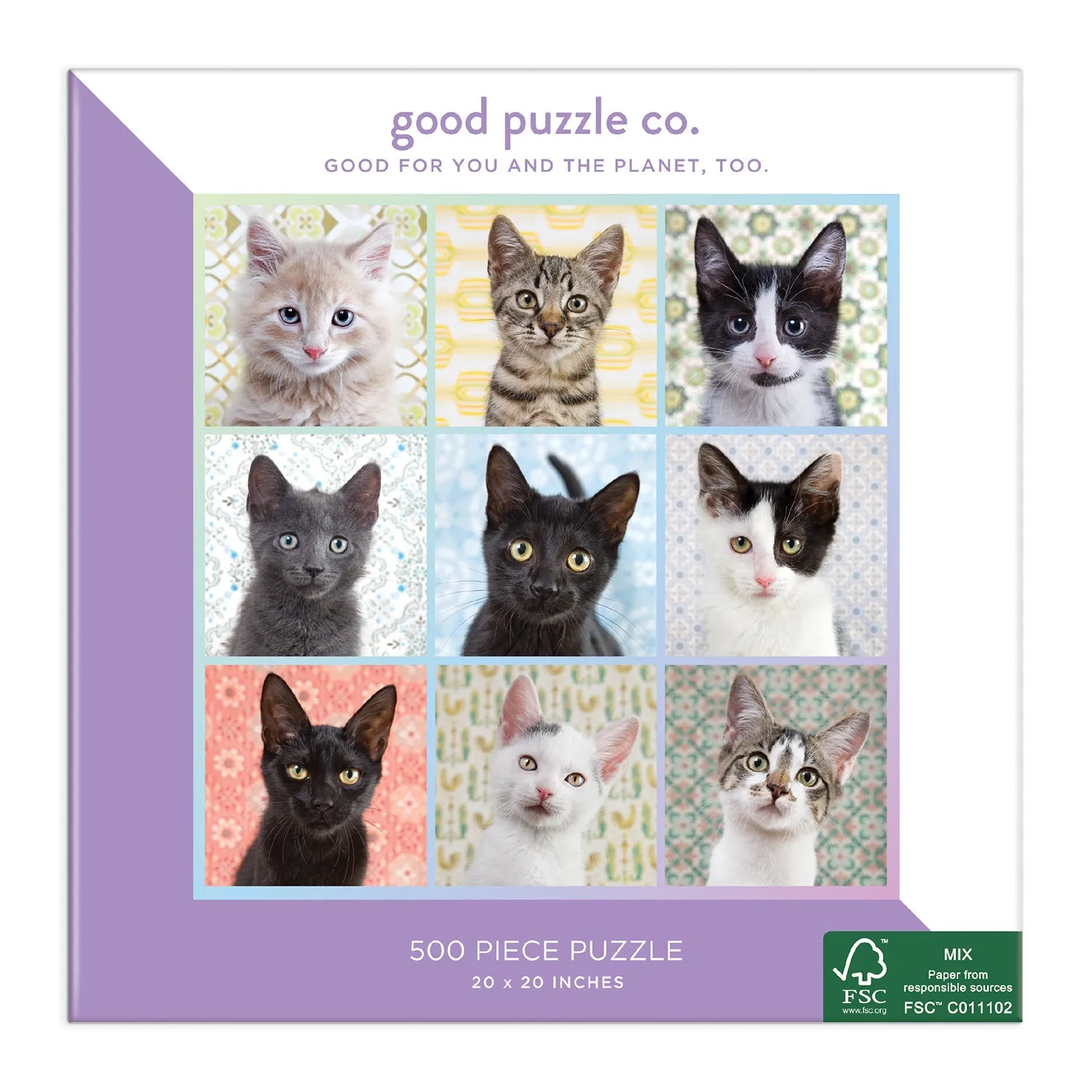 Good Puzzle Co. Cat Portraits 500 puslespil 500 brikker katte
