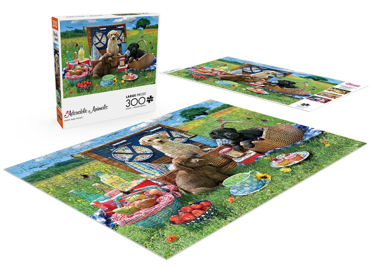 Buffalo Games Puppy Park Picnic puslespil 300 store brikker hvalpe