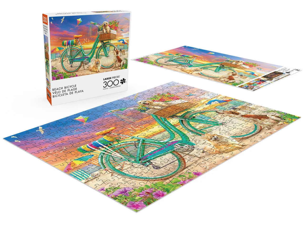 Buffalo Games Beach Bicycle puslespil 300 store brikker hunde