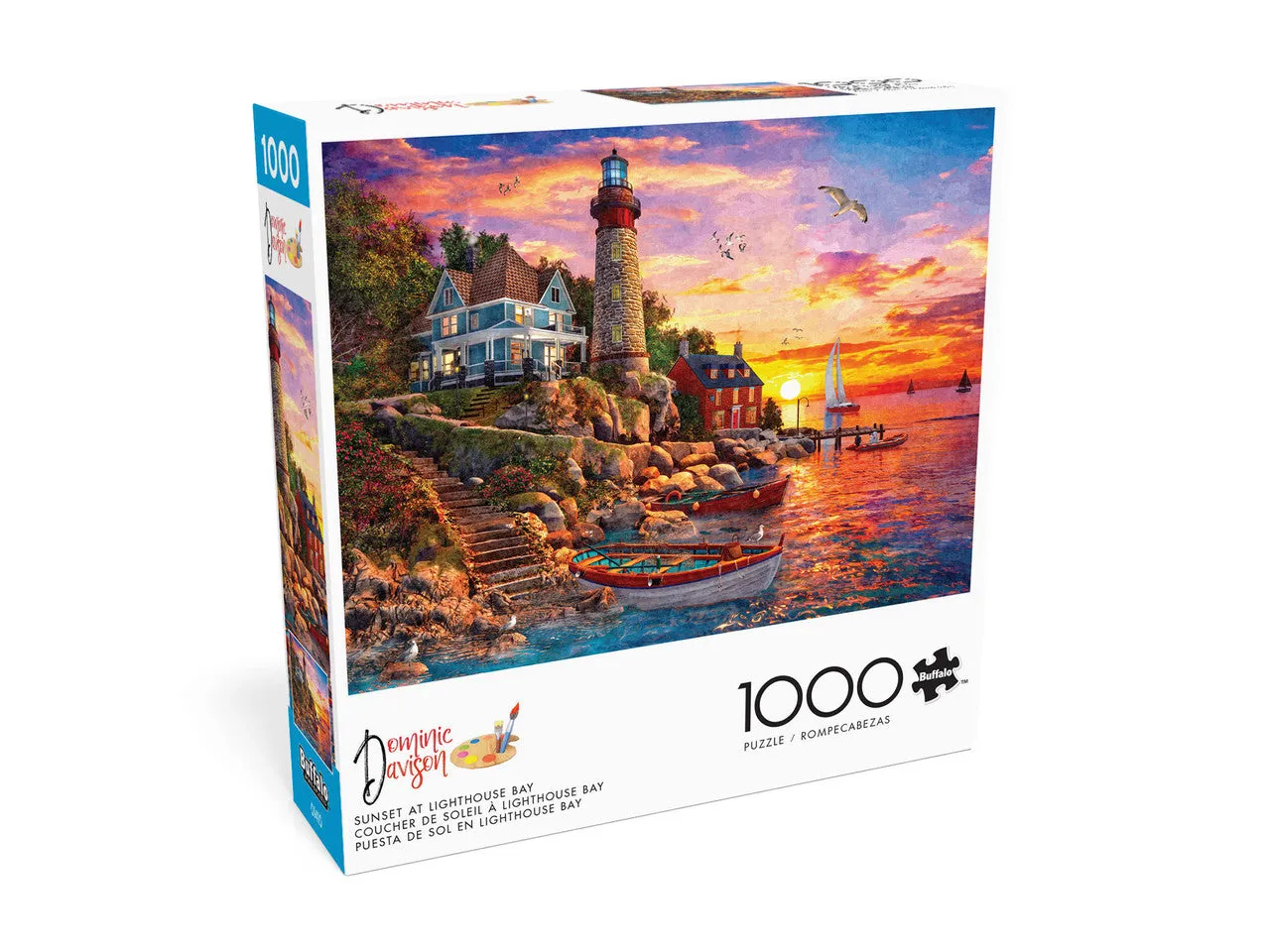 Buffalo Games Dominic Davison Sunset at Lighthouse Bay 1000 puslespil hav