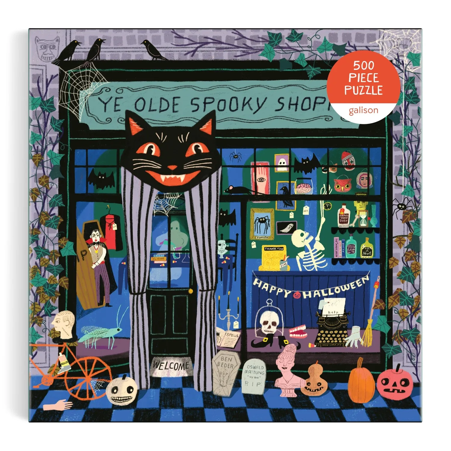 Galison Anne Bentley Ye Olde Spooky Shoppe puslespil 500 brikker halloween