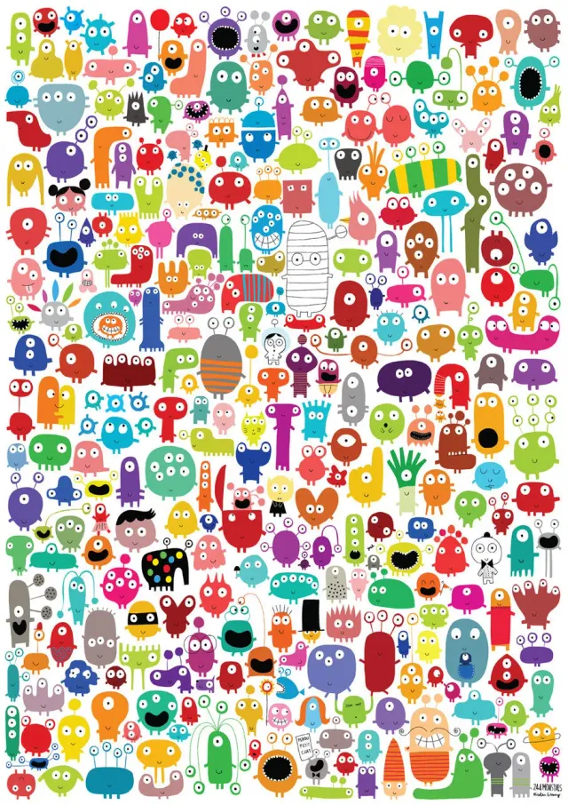 Buffalo Games Vivid Many Mini Monsters puslespil 300 brikker store brikker
