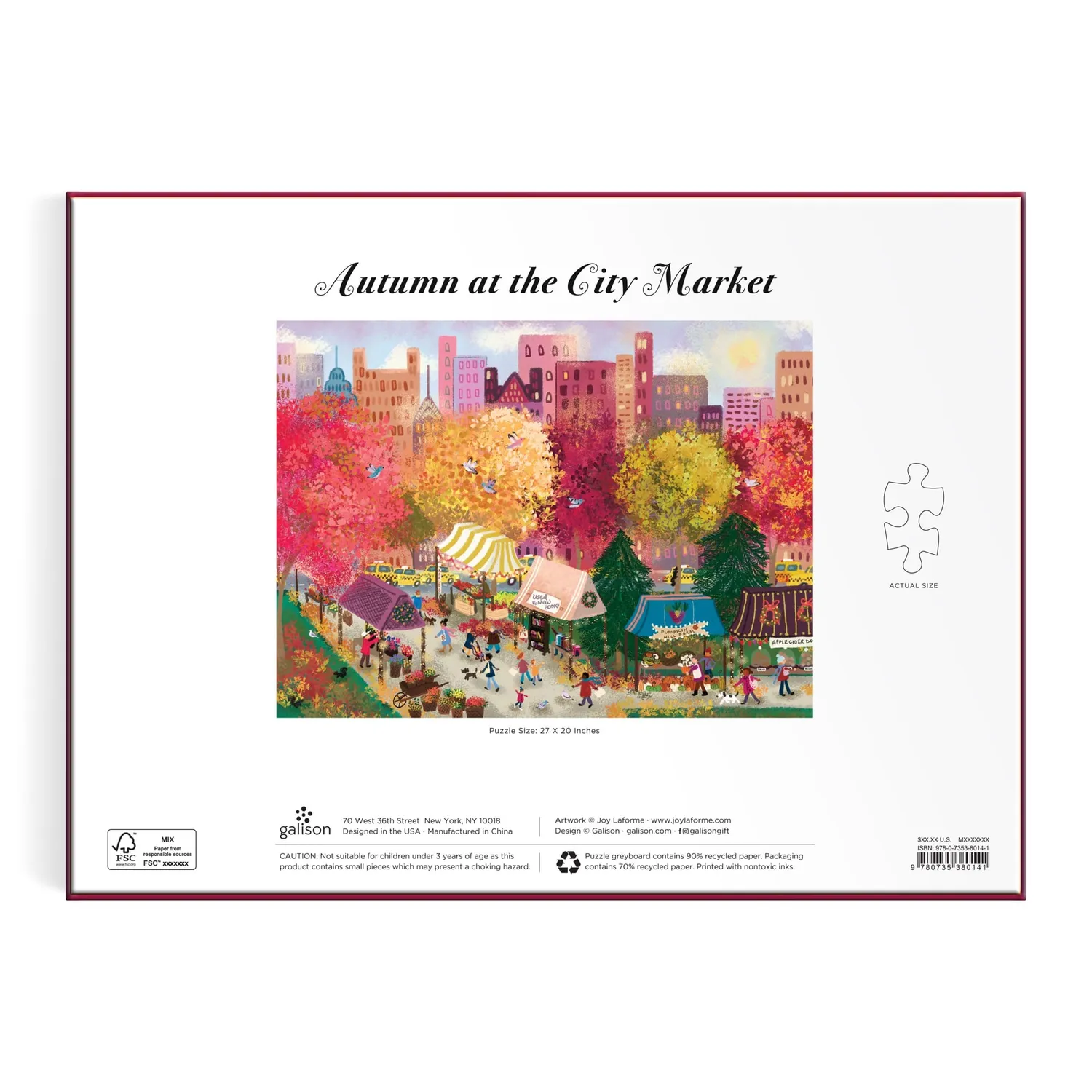 Good Puzzle Co. Joy Laforme Autumn City Market puslespil 1000 efterår