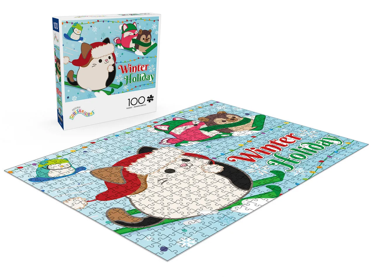 Buffalo Games Squishmallow Winter Holiday puslespil 100 brikker til børn