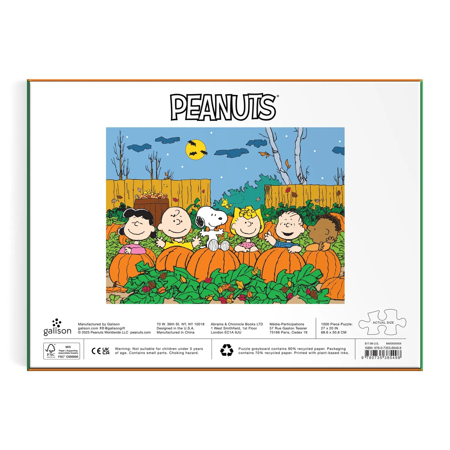 Galison Peanuts Great Pumpkin puslespil 1000 brikker halloween