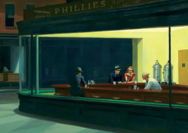 Pomegranate Edward Hopper Nighthawks kort enkelt blankt