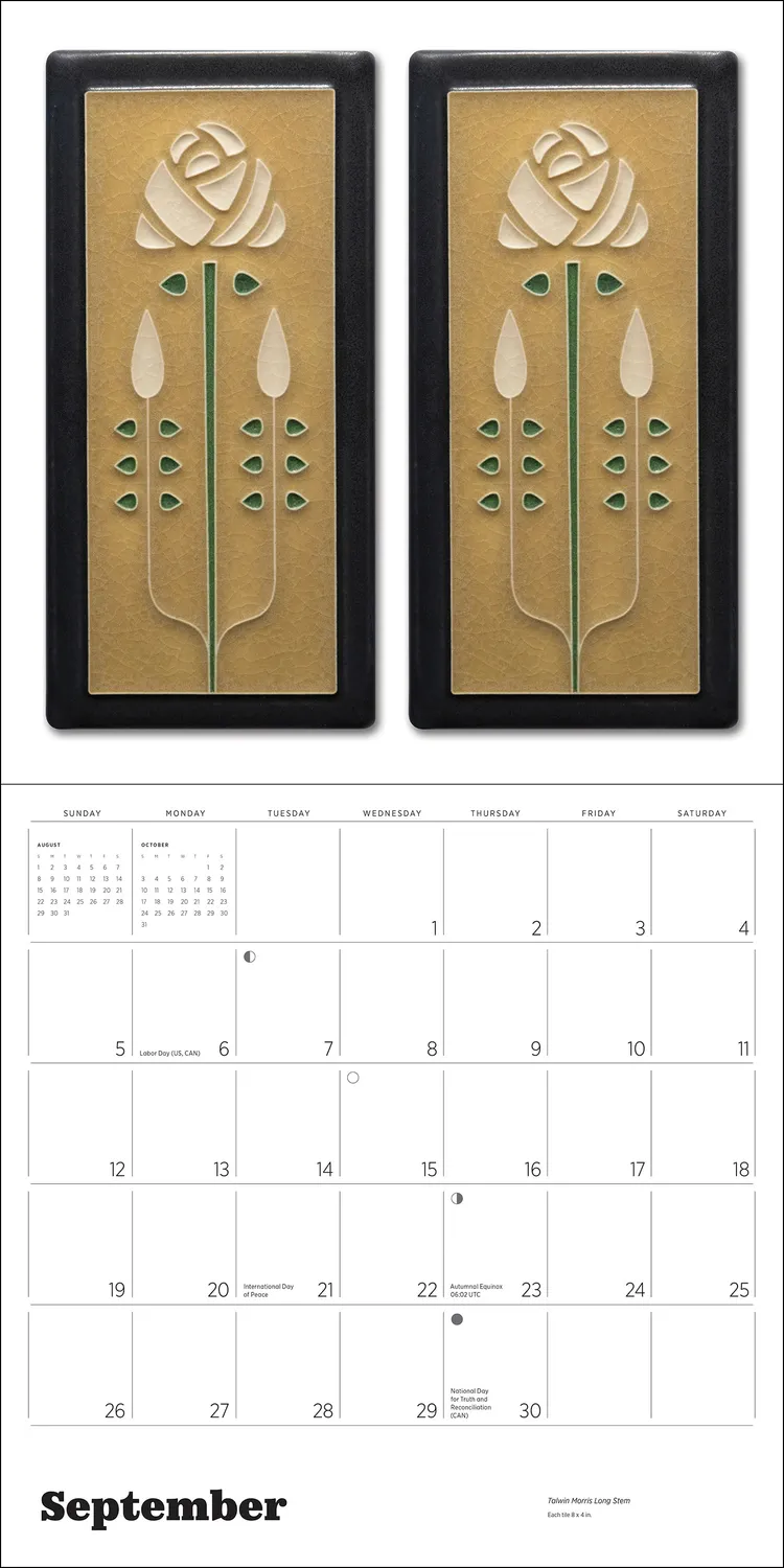 Pomegranate Arts Crafts Tiles Motawi vægkalender 2027 kakler