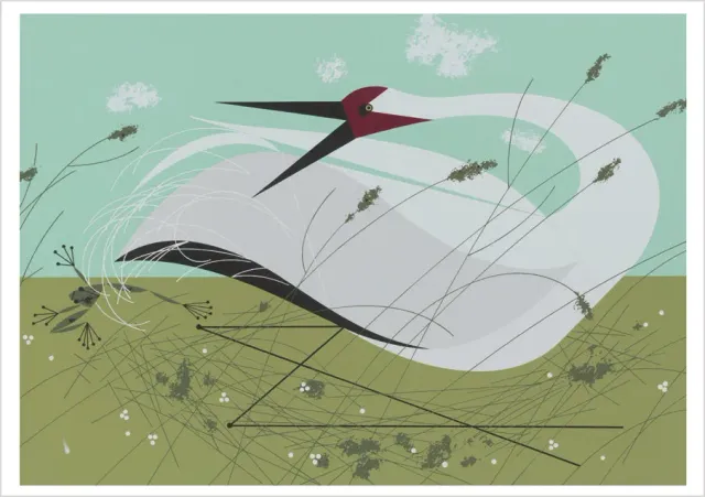 Pomegranate Charley Harper Whooping Crane kort enkelt fugl