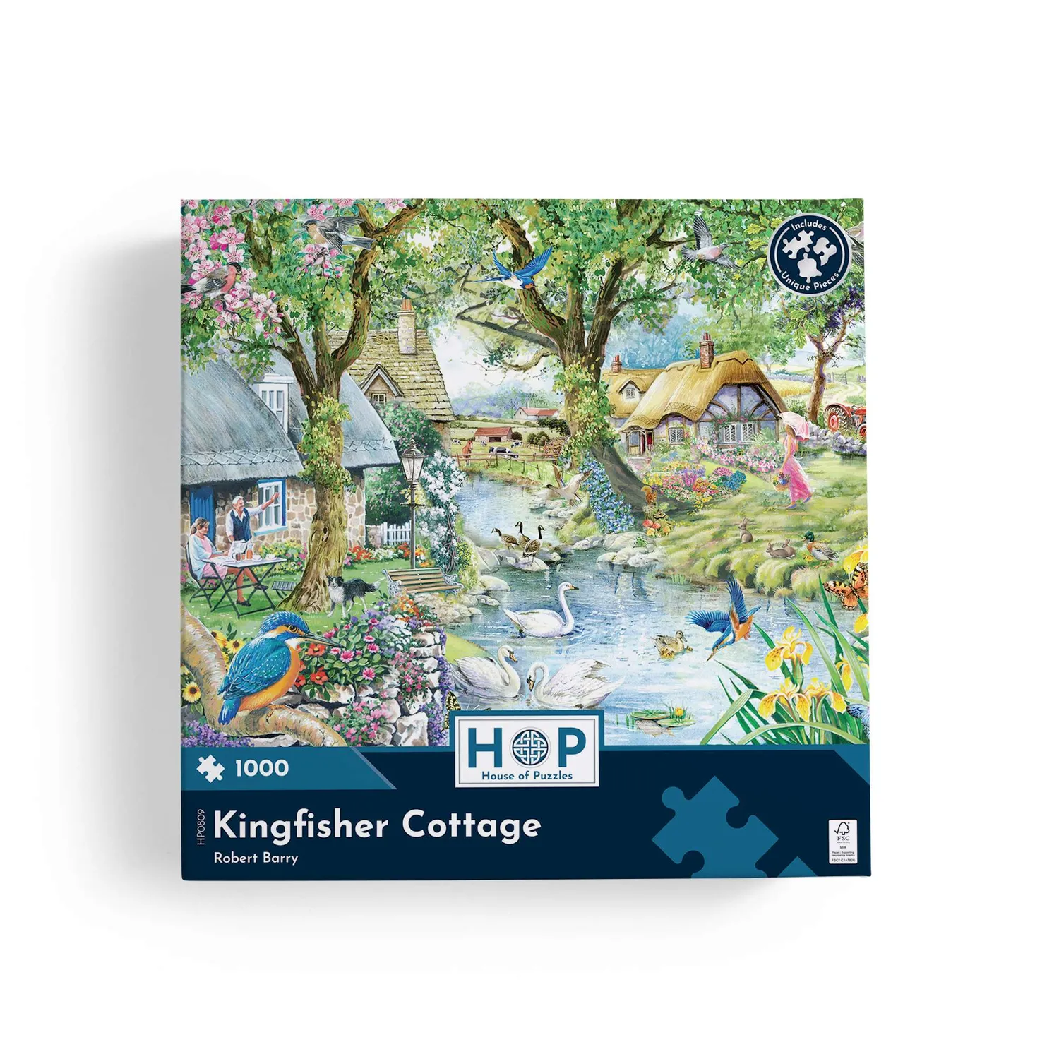 House of Puzzle Kingfisher Cottage puslespil 1000 brikker sommerhus