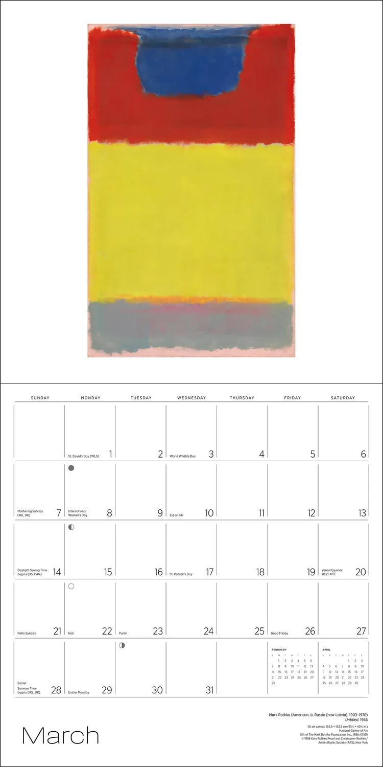 Pomegranate Rothko 2027 vægkalender abstrakt
