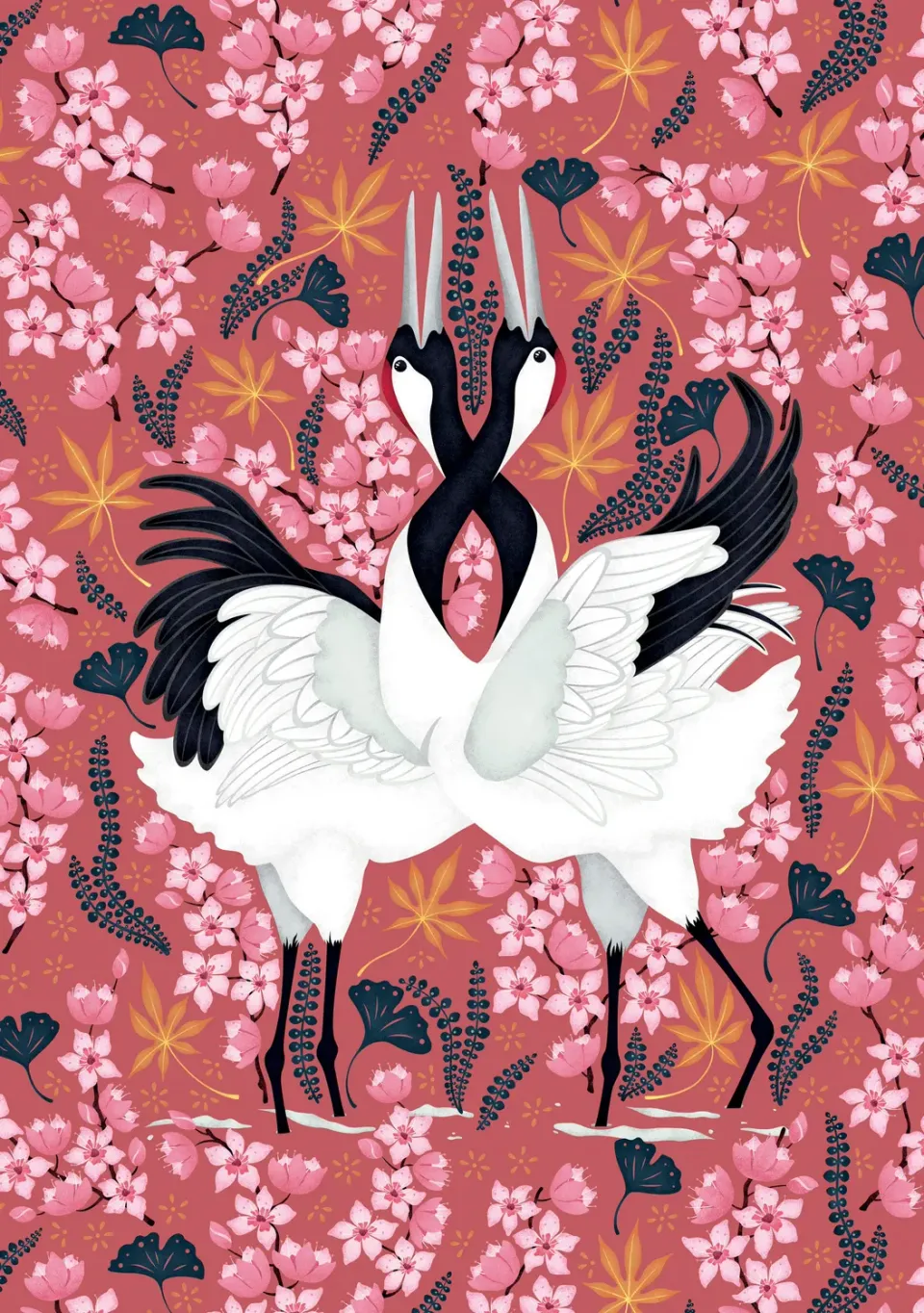 Pomegranate Catherine Marion Japanese Cranes kort traner