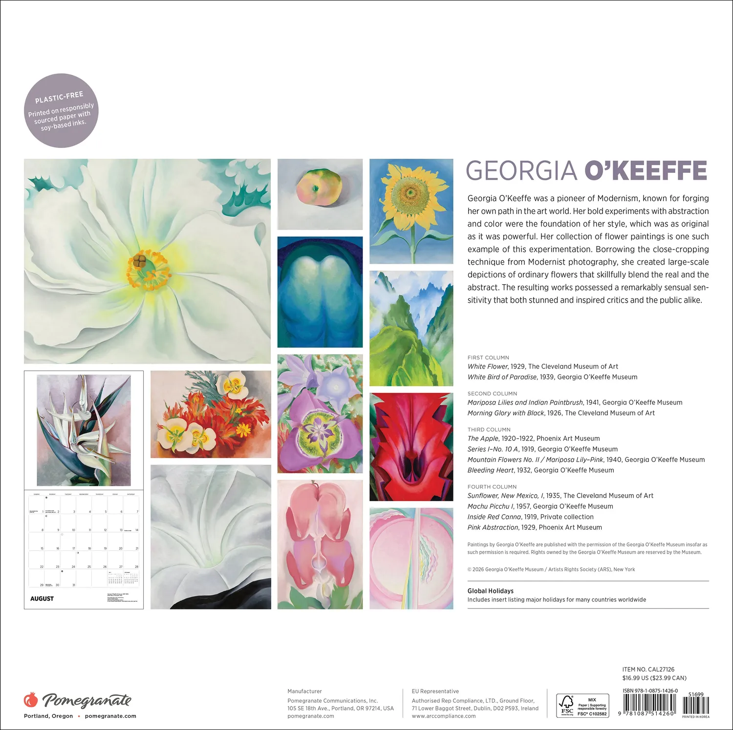 Pomegranate Georgia O’Keeffe 2027 vægkalender blomster